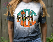 Load image into Gallery viewer, Screen Print Short Sleeve T-Shirt or Bleached Style - Fall Monogram - Teal - Orange - Cheetah - Clipart
