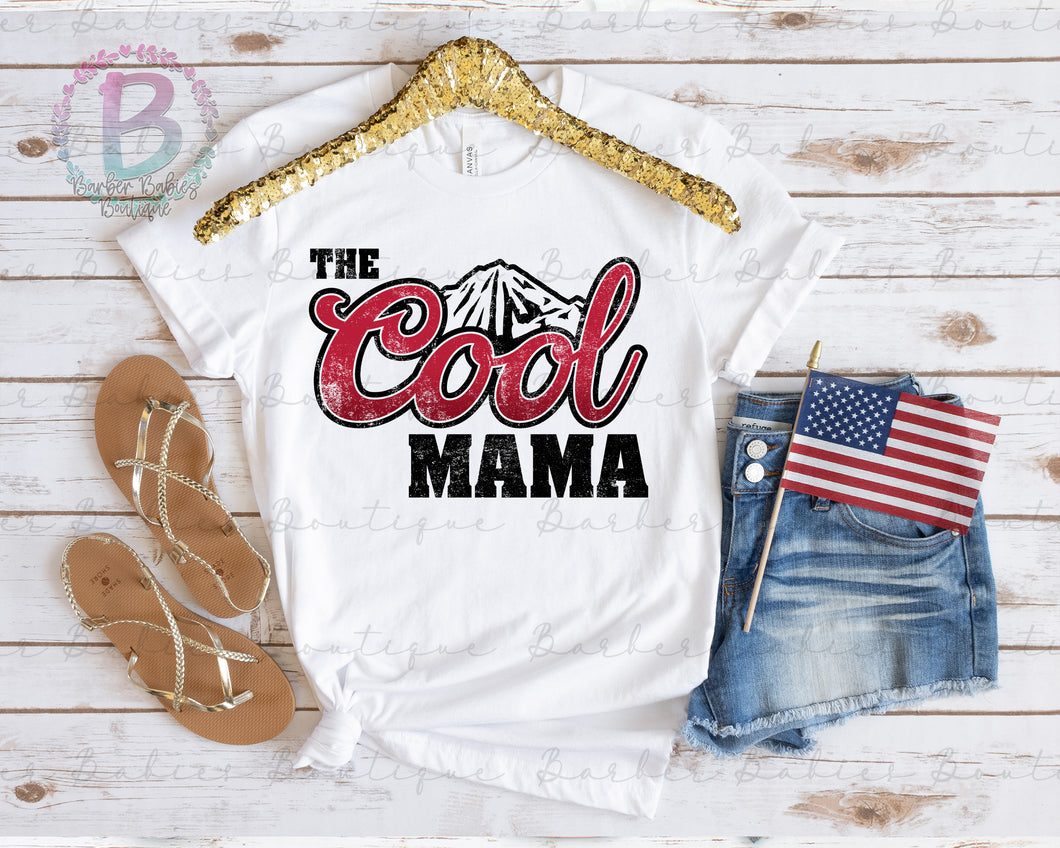 Screen Print Short Sleeve T-Shirt or Bleached Style - The Cool Mama - Coors - Mountains - Cool Mama - Beer