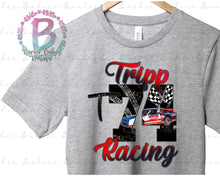 Load image into Gallery viewer, Screen Print Short Sleeve T-Shirt - Custom Racing Design - Tripp - Dirt Track Racing - T74 - Black and Red - Pocket Option - Cheetah Peek a Boo
