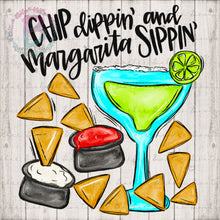 Load image into Gallery viewer, Screen Print Short Sleeve T-Shirt - Chip Dippin&#39; and Margarita Sippin&#39; - Funny - Chips and Salsa - Cheese Dip - Cute
